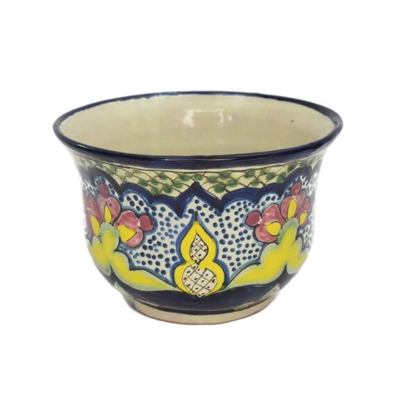 Vintage Mexican Pottery Cachepot Talavera San Pablo Del Monte Tlaxcala Mexico - Picture 4 of 9